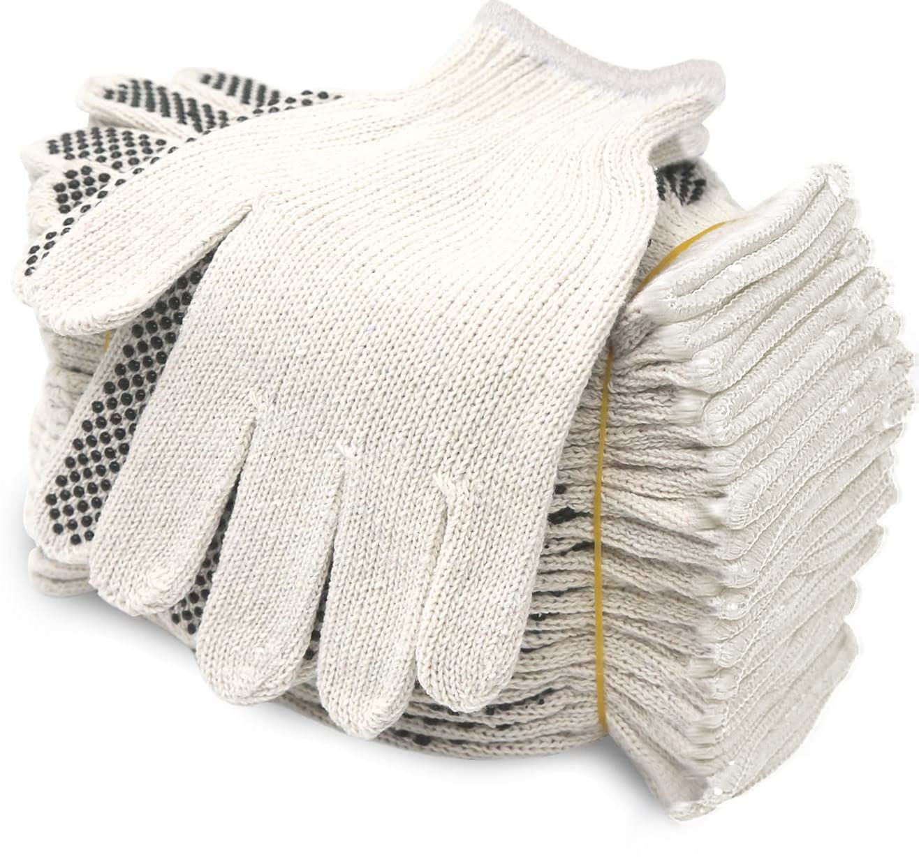 1-Sided Black Dotted PVC String Knit Gloves for enhanced grip and protection