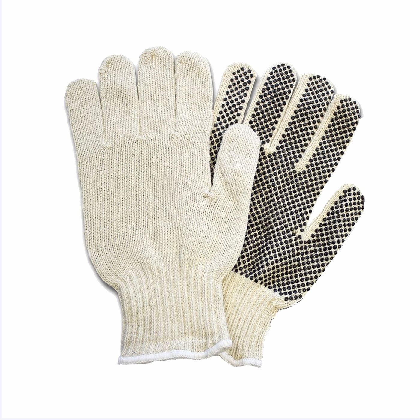 1-Sided Black Dotted PVC String Knit Gloves for enhanced grip and protection