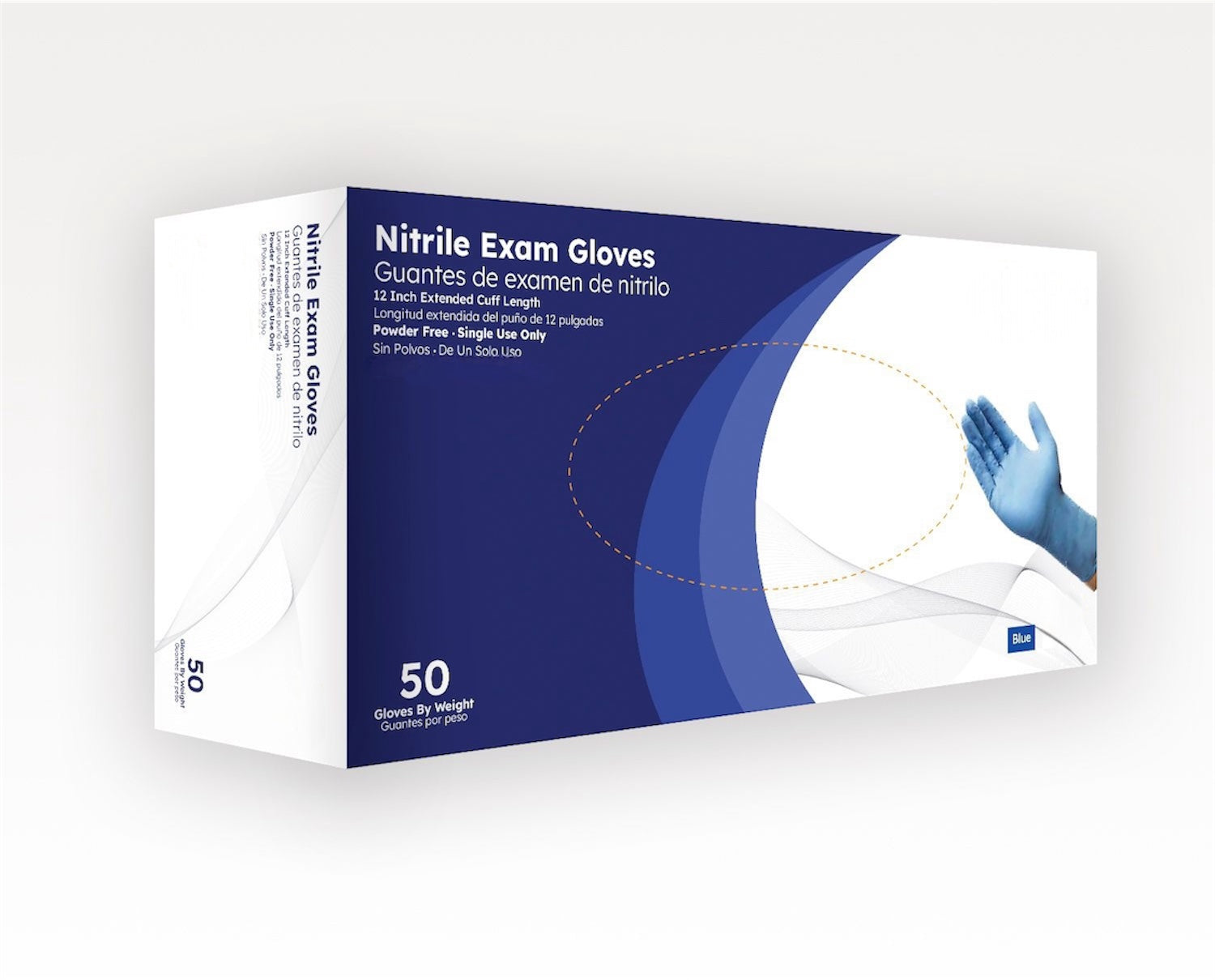 Heavy-Duty Blue Nitrile Gloves – 8.7 Mil, Chemo-Rated, 500 count, Extra Long 12-Inch Cuff for Superior Coverage and Safety.