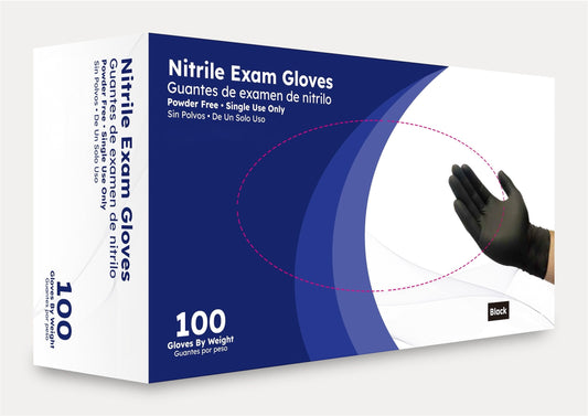 Black Nitrile Exam 3.5 Mil Gloves - Powder-Free, Latex-Free, Medical-Grade Disposable Gloves