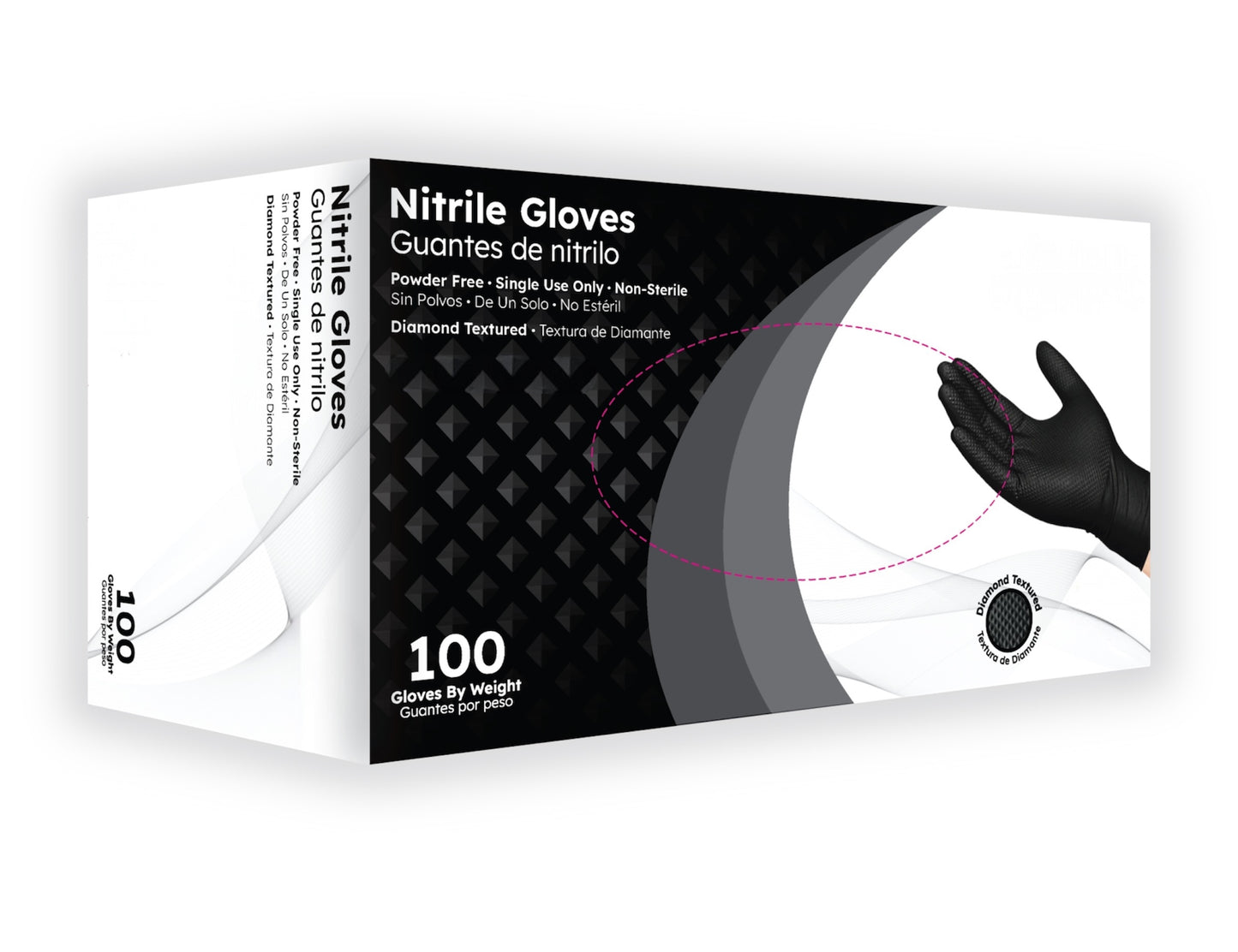 Box of Black 8 Mil Heavy-Duty Industrial Nitrile Gloves with Diamond Texture – Durable, Non-Medical, Powder-Free