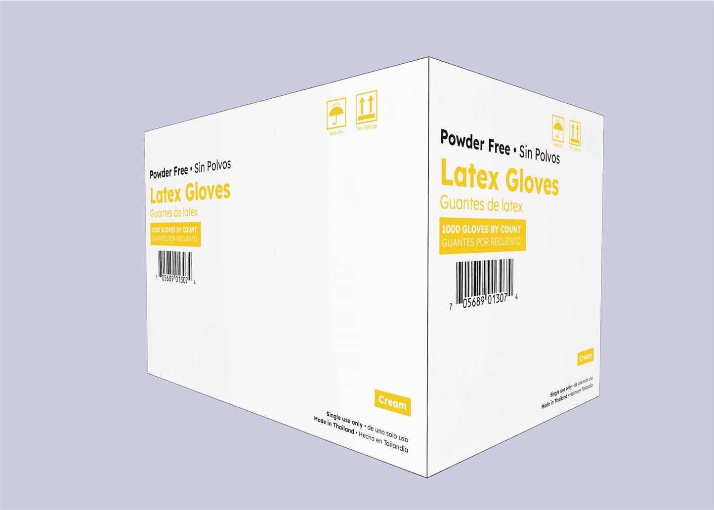Latex 5 Mil Powder-Free Gloves in Cream Color, 1000-Count Case, Durable and Comfortable for Medical and Industrial Use