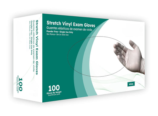 White Stretch Vinyl Powder-Free 4.3 Mil Exam Gloves – Durable and Latex-Free Protection for Medical and Industrial Use