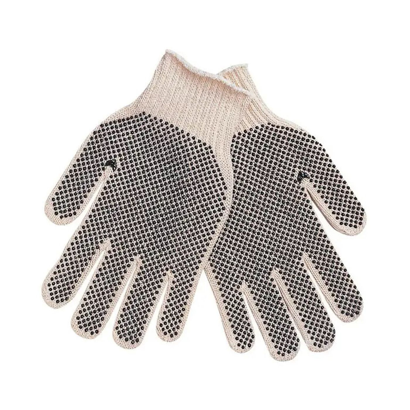 2-Sided Black Dotted PVC String Knit Gloves – Durable and Non-Slip Work Gloves for Industrial and Construction Use