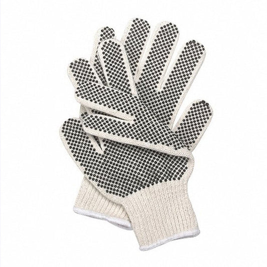 2-Sided Black Dotted PVC String Knit Gloves – Durable and Non-Slip Work Gloves for Industrial and Construction Use