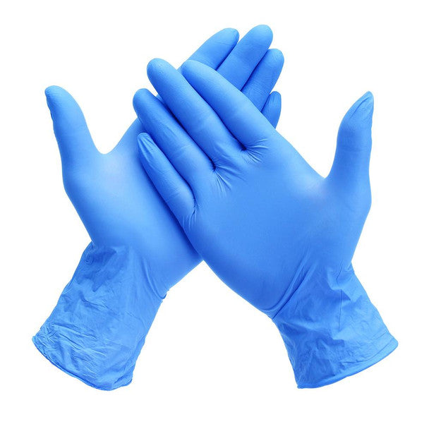 Basic Synguard Blue Nitrile Exam Gloves, 3.5 mil thick, powder-free and ideal for medical and professional use.