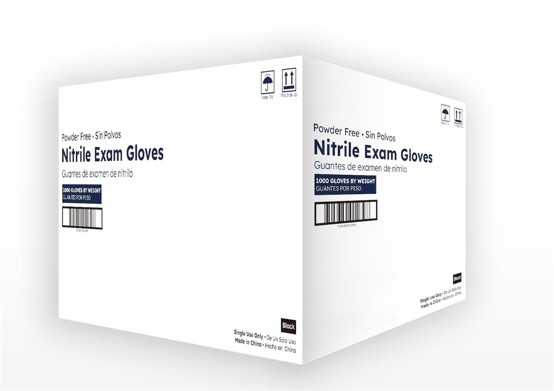Bulk case of 1,000 black nitrile chemo exam gloves, 5.5 mil thickness, powder-free, latex-free, medical-grade, durable protection for healthcare and industrial use.